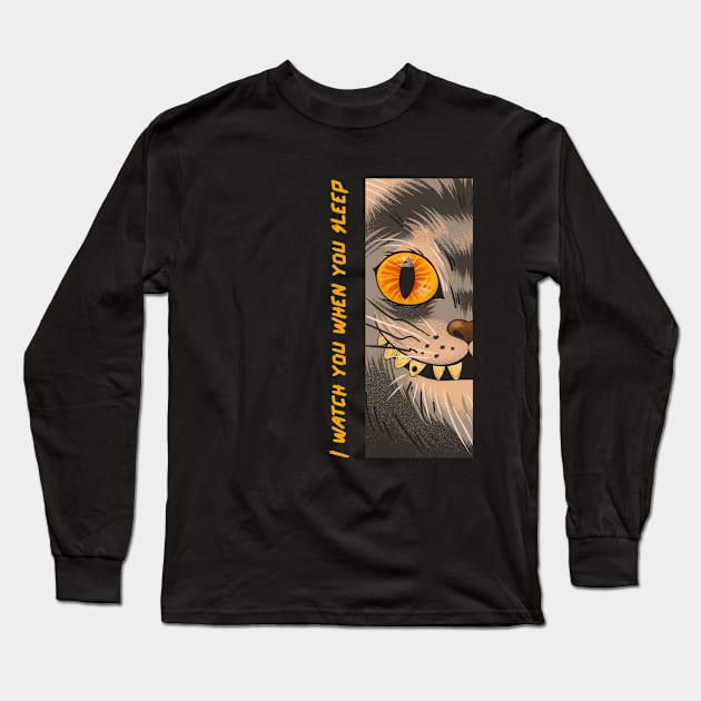 Horror cat lover gifts Long Sleeve T-Shirt by Dody